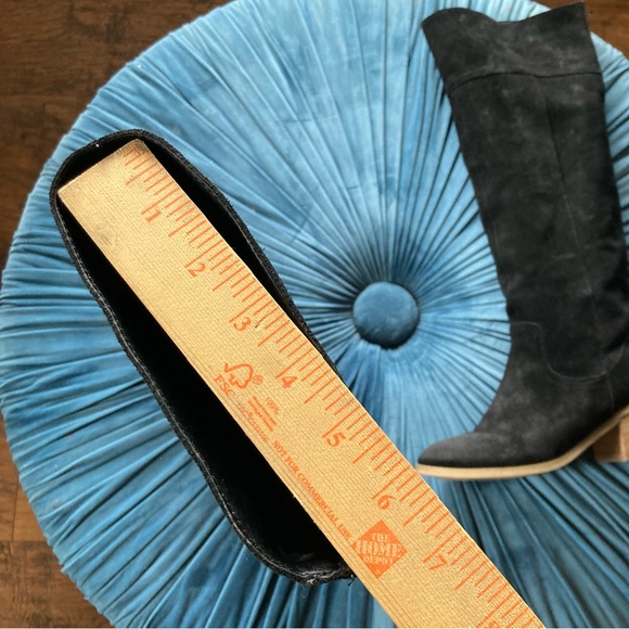 BDG black suede boots block heel round toe pull on slouchy or knee length Sz 10 - Picture 11 of 16